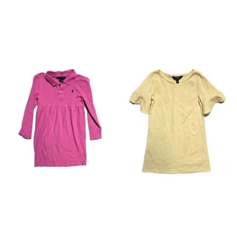Polo Ralph Lauren Girls Dress Long Sleeves 6 Pink Yellow Lot Of 2